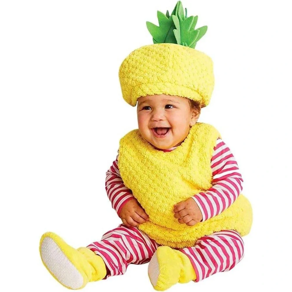 Infant Girls & Boys 0-6 Months Plush Yellow Pineapple Baby Halloween Costume